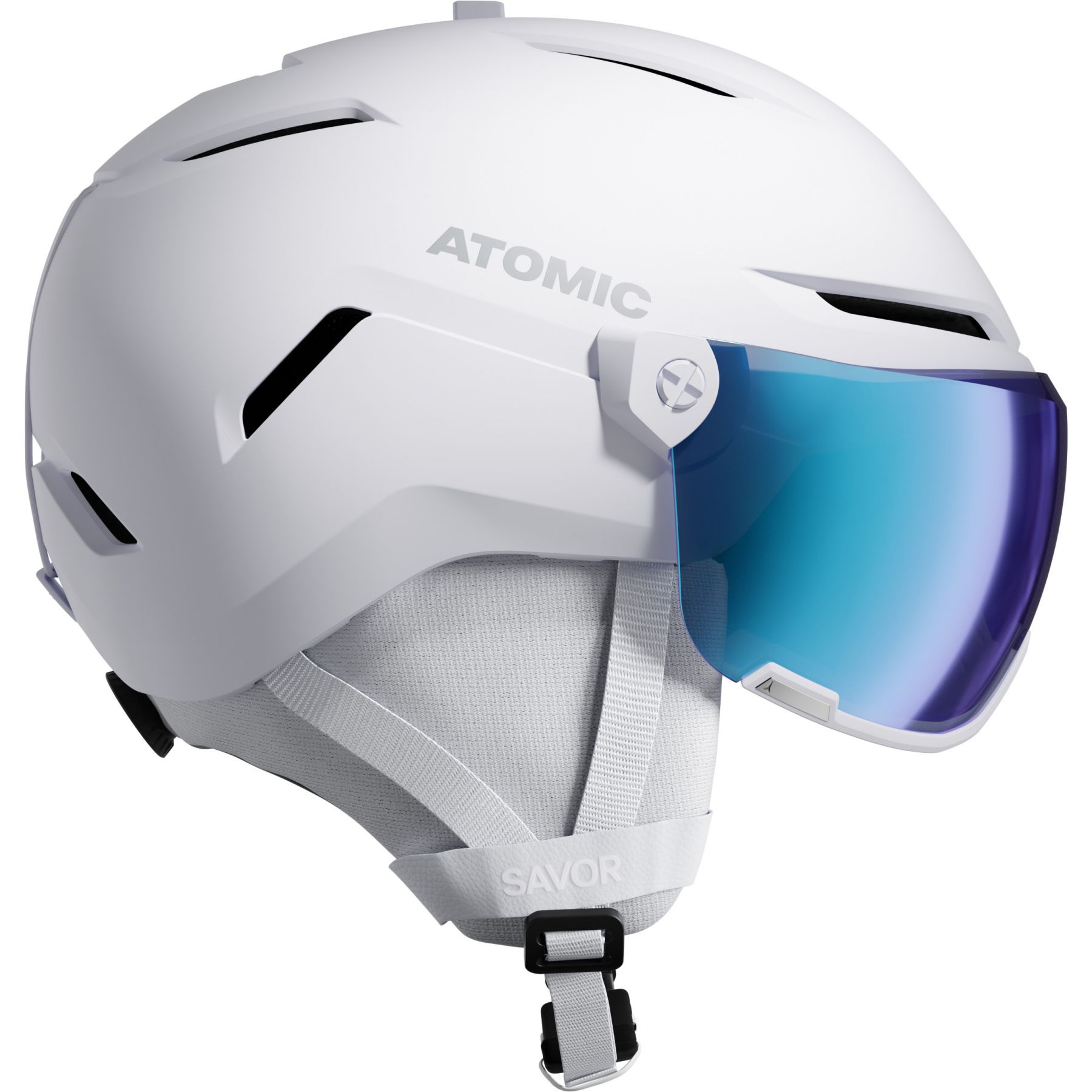 Atomic Savor Visor Stereo, Skihelm mit Visier, weiß