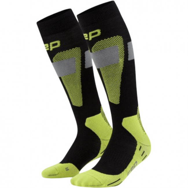 CEP Ski Merino Socks Tall 3.0, Skisocken, Herren, schwarz/gelb