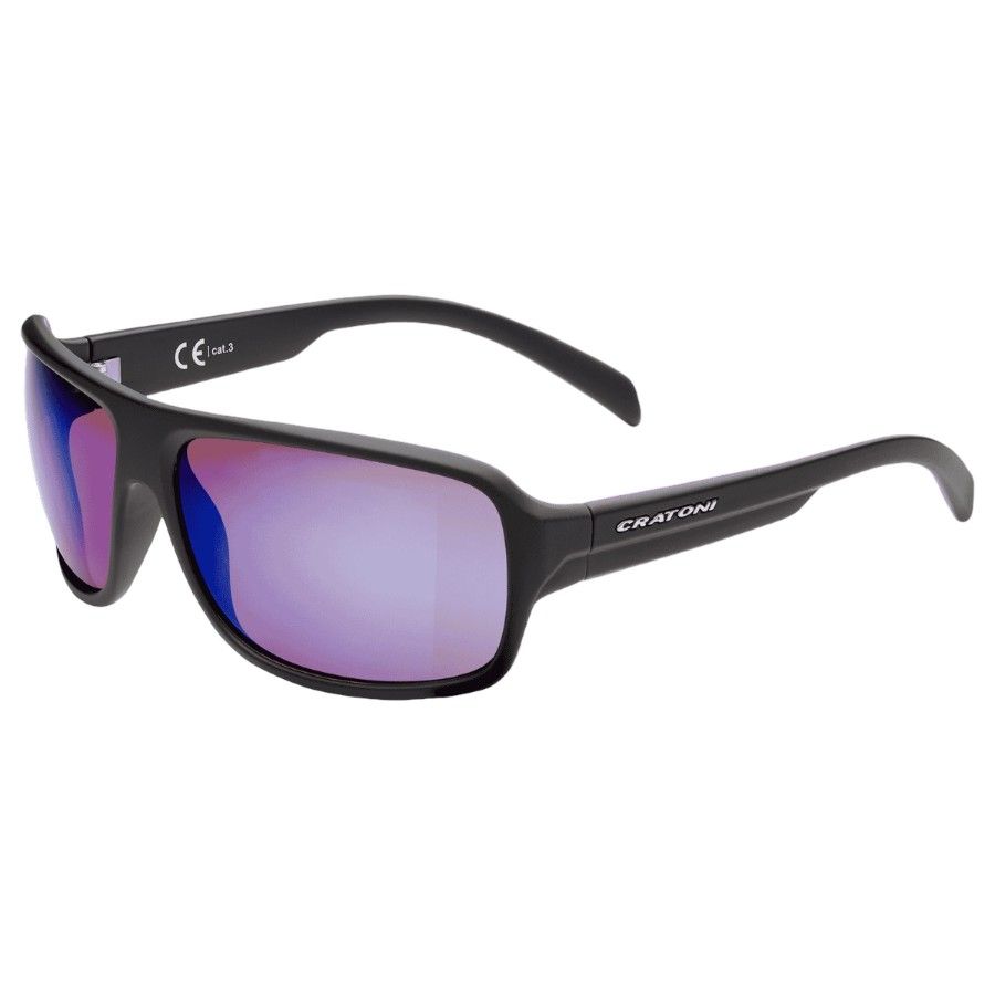 Cratoni C-Ice Color+ Driving Grey-Pink W/ Blue Mirror, Sonnenbrille, matt schwarz