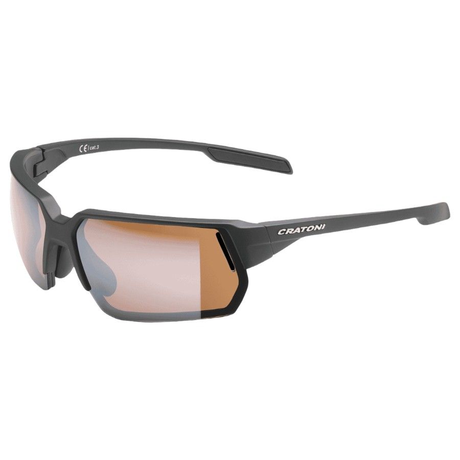 Cratoni C-Lite Color+ Sport Amber W/ Silver Mirror, Sonnenbrille, matt schwarz