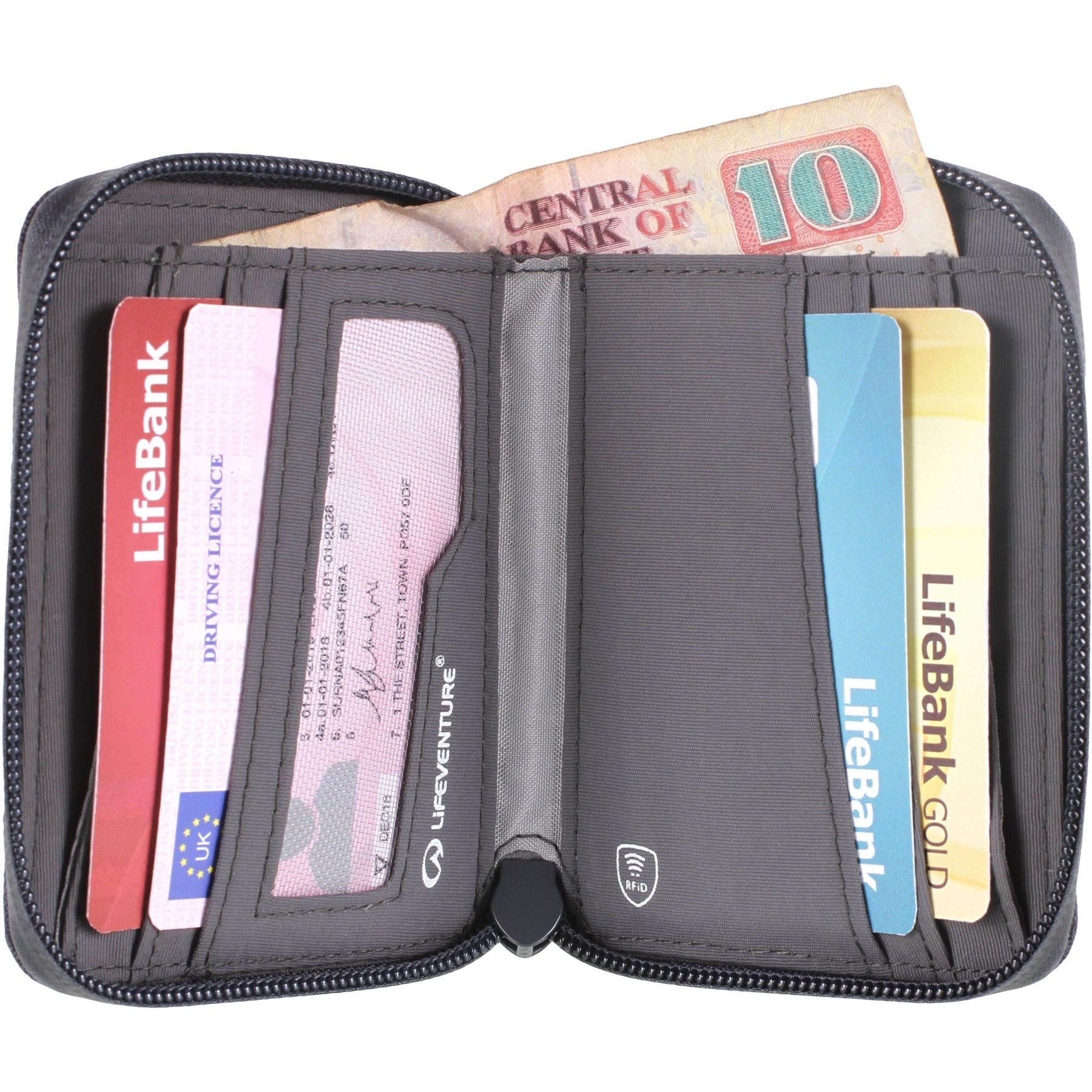 Lifeventure RFID Bi-Fold Wallet, Herren, Grau
