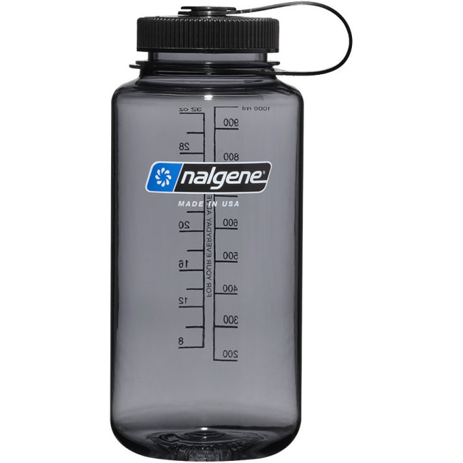 Nalgene Nalgene wide mouth sustain, Trinkflasche, 1000ml, grau/Schwarz, Gray/Black Cap