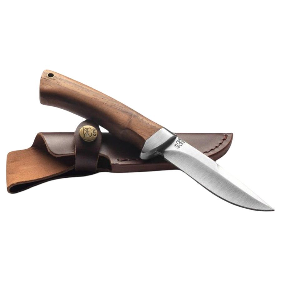 Oyo Hallingskarvet Messer mit Lederscheide, Wanderkniv, braun