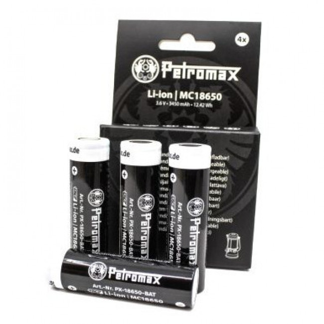 Petromax Wiederaufladbare LI-ION Batterien 18650 3.6 V, 3450 MAH Packung mit 4, Batterien