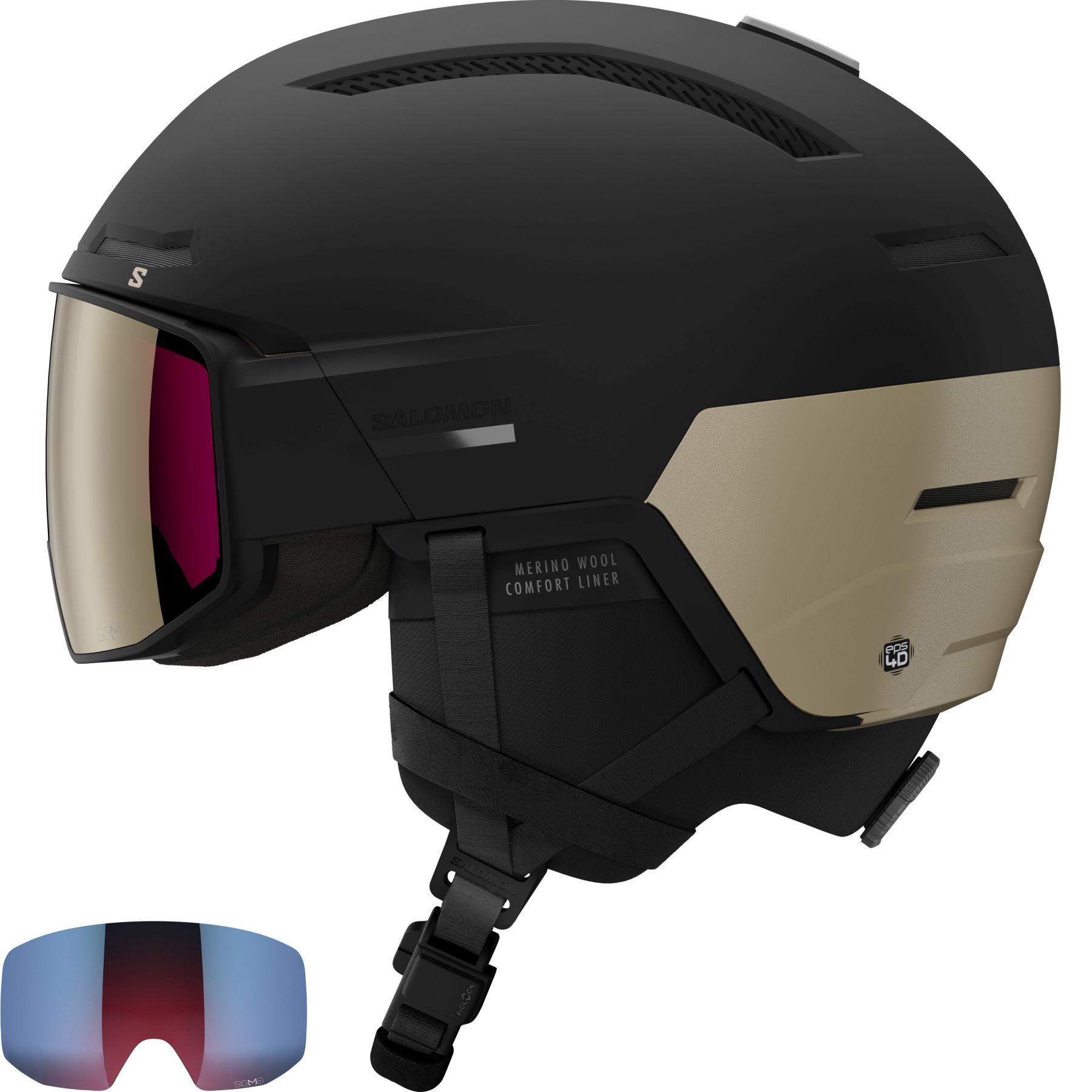 Salomon Salomon Driver Prime Sigma Plus, Skihelm mit Visier, schwarz/bronze, Black/Light Bronze Met./Black