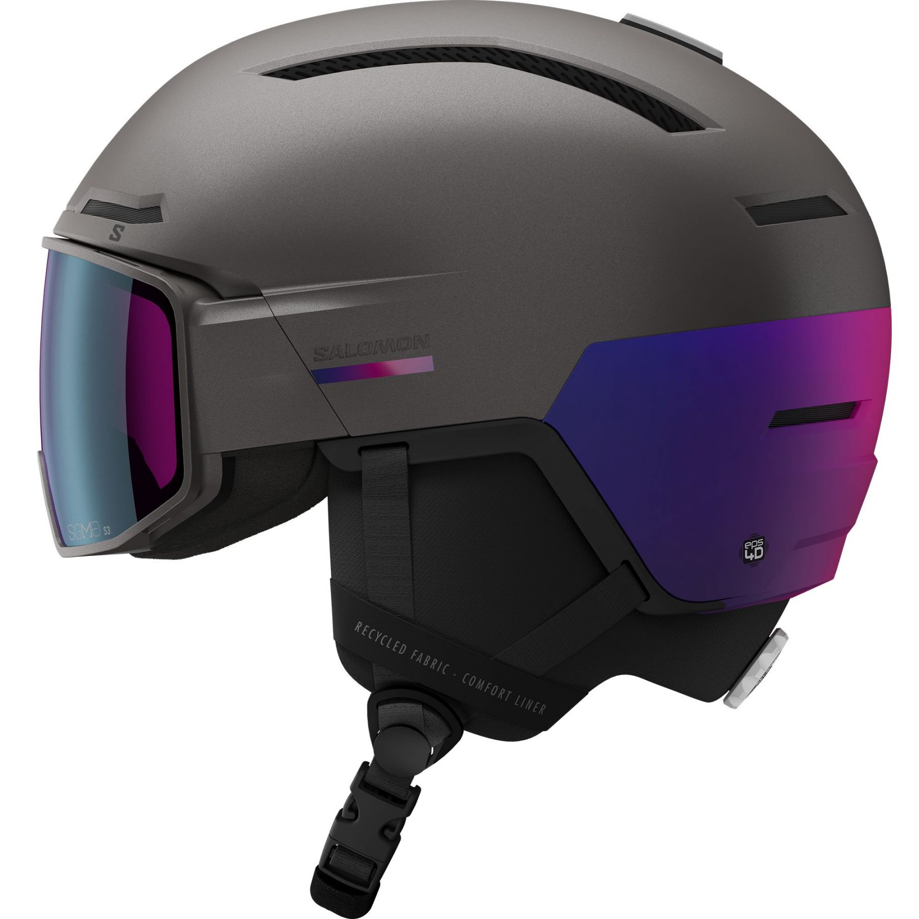 Salomon Driver Pro Sigma, Skihelm mit Visier, grau