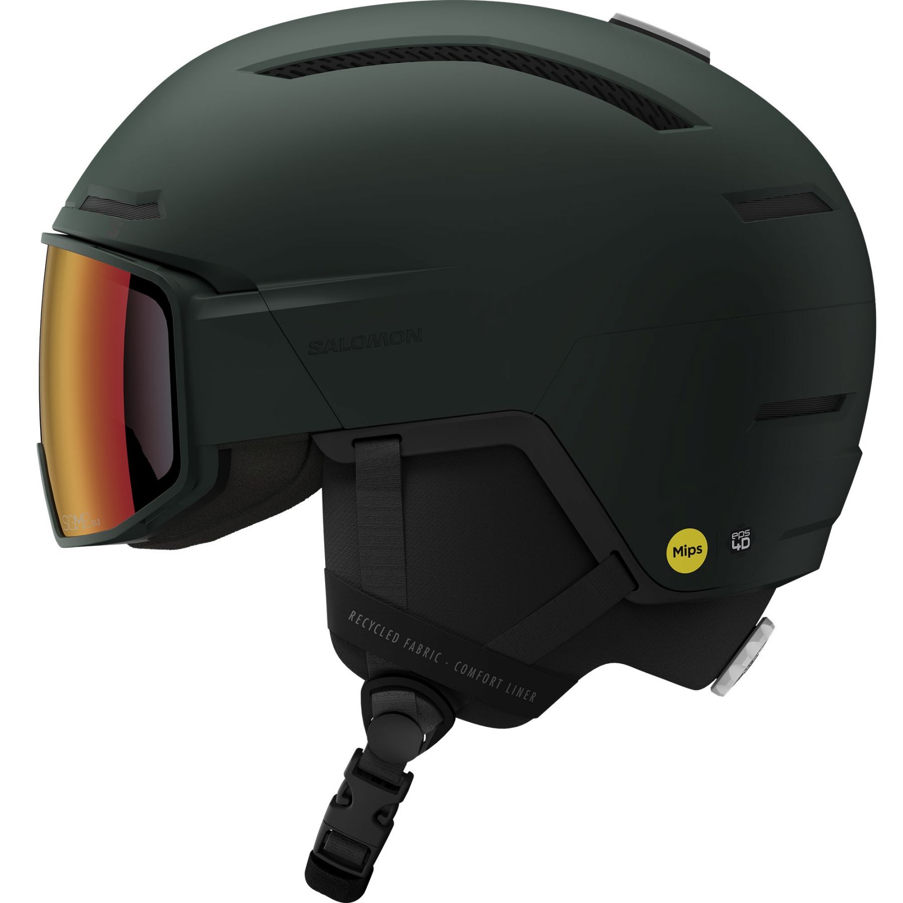 Salomon Driver Pro Sigphoto MIPS, Skihelm mit Visier, dunkelgrün