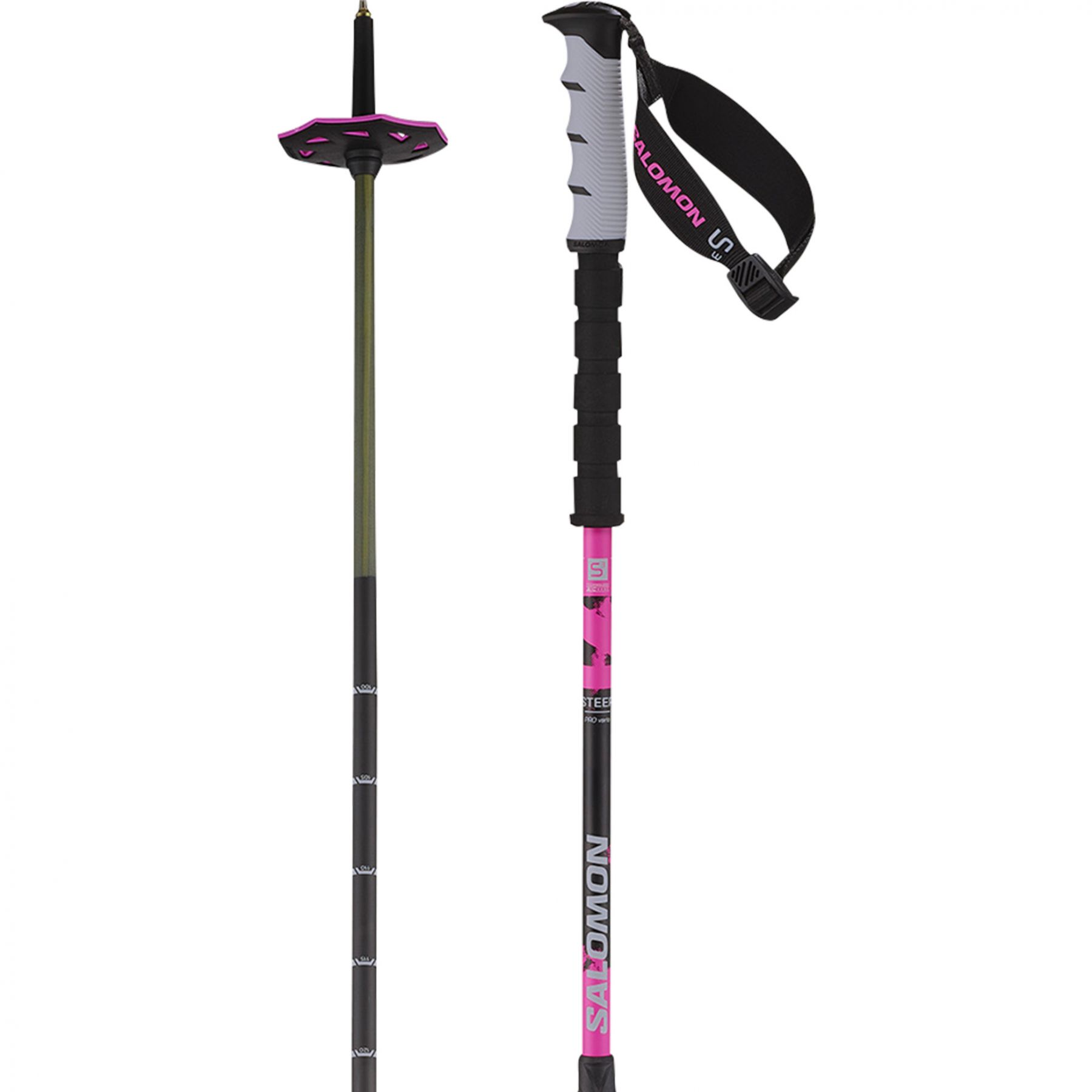 Salomon Steep Pro Vario S3, Skistöcke, schwarz/pink