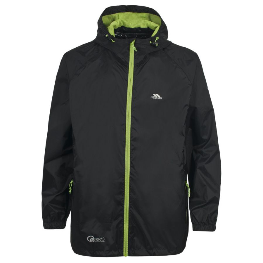 Trespass Qikpac Regenjacke, Junior, schwarz